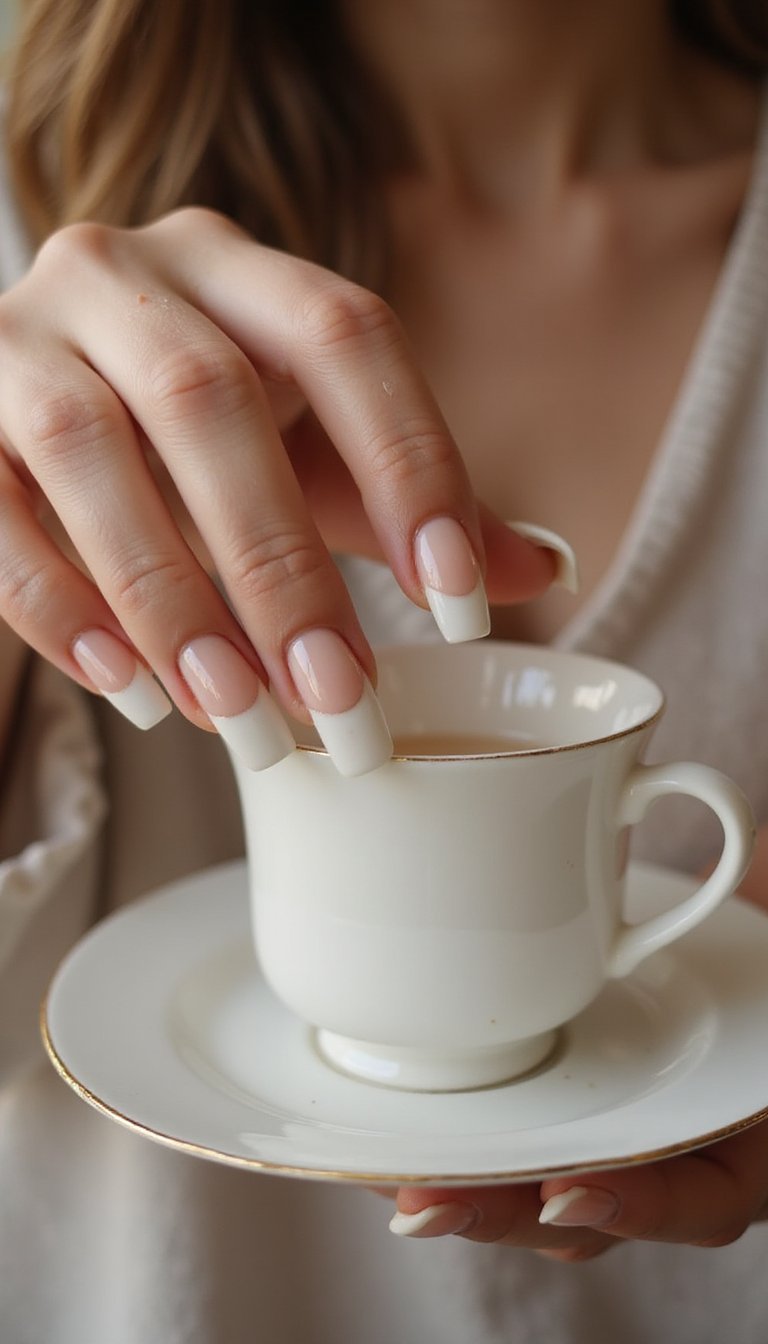 Champagne Fade Pearl Chrome French Tips