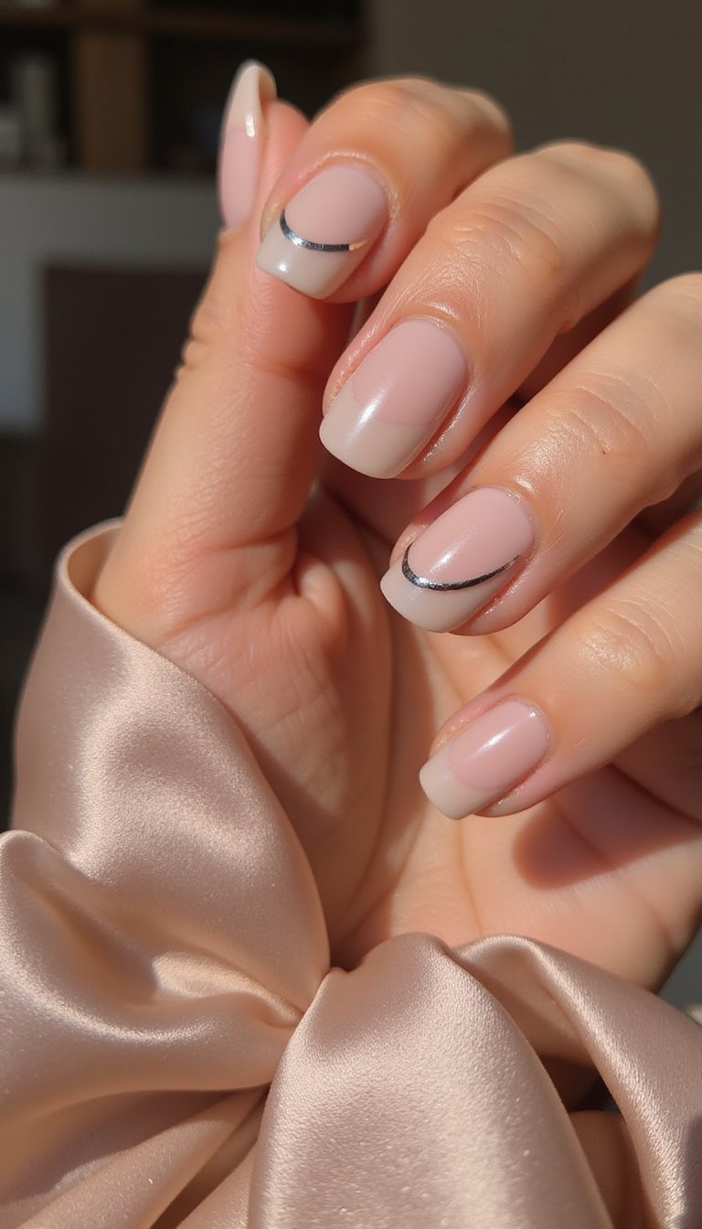 Smoky Rose Pearl Chrome Minimal Lines