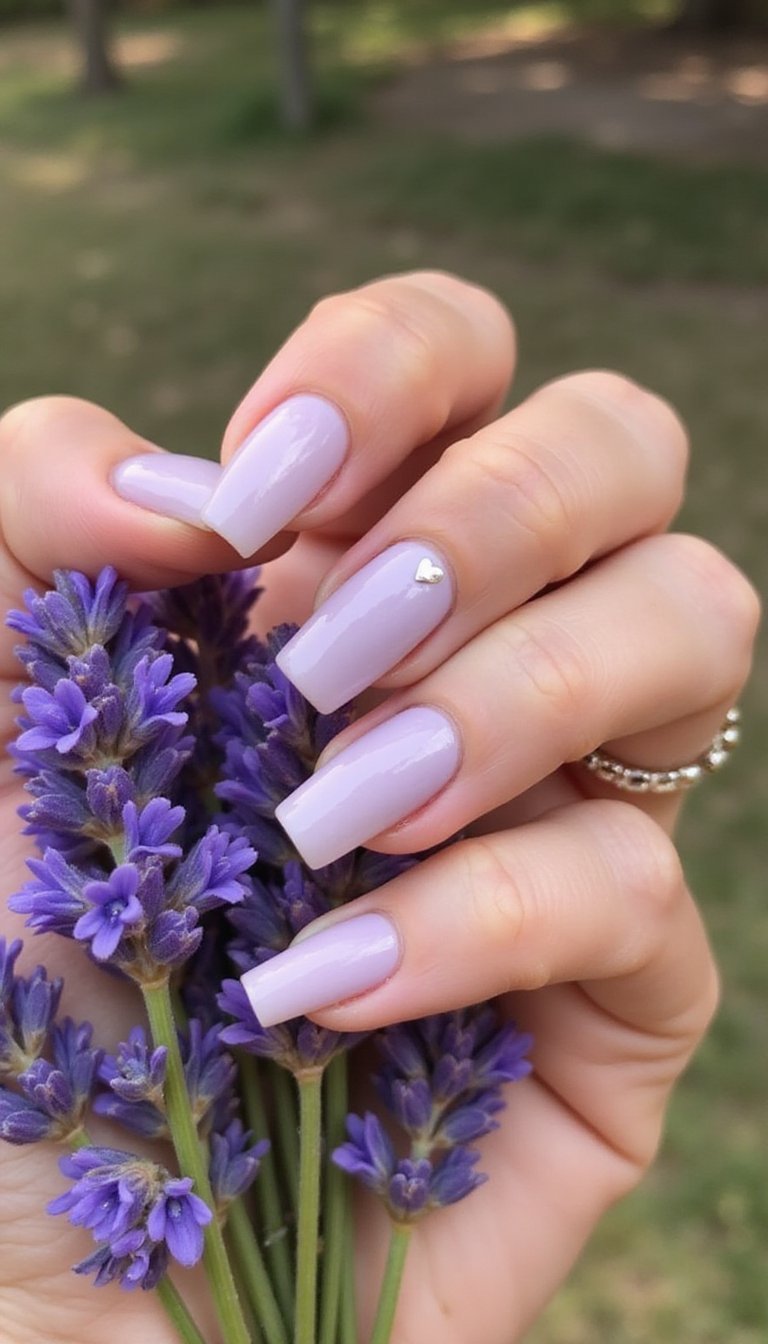 Soft Lavender Pearl Chrome Heart Accents