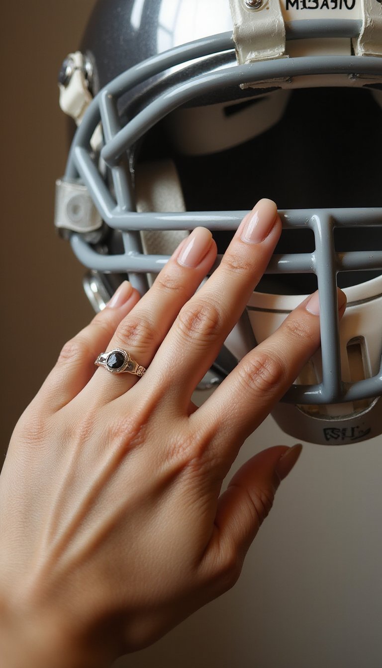 Helmet Chrome Highlight On Almond Nails