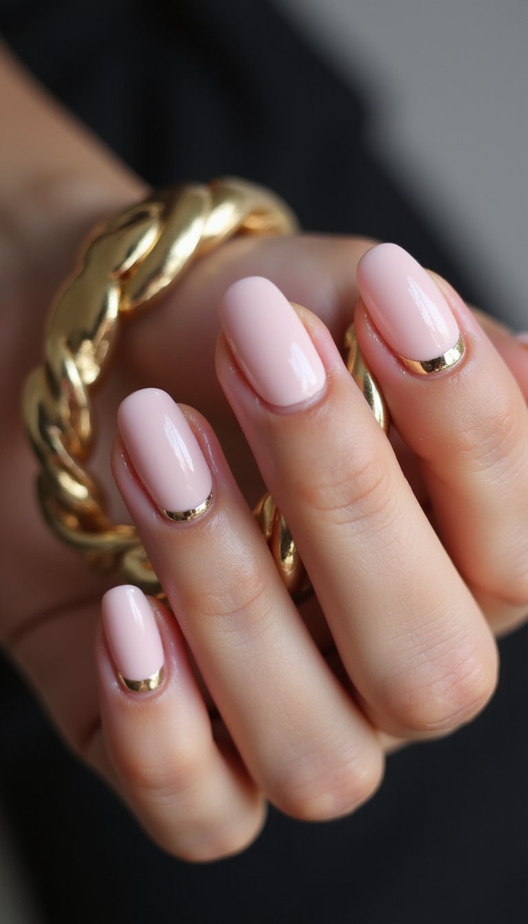 Cuticle French Pink Chrome Accent For Modern Minimalism