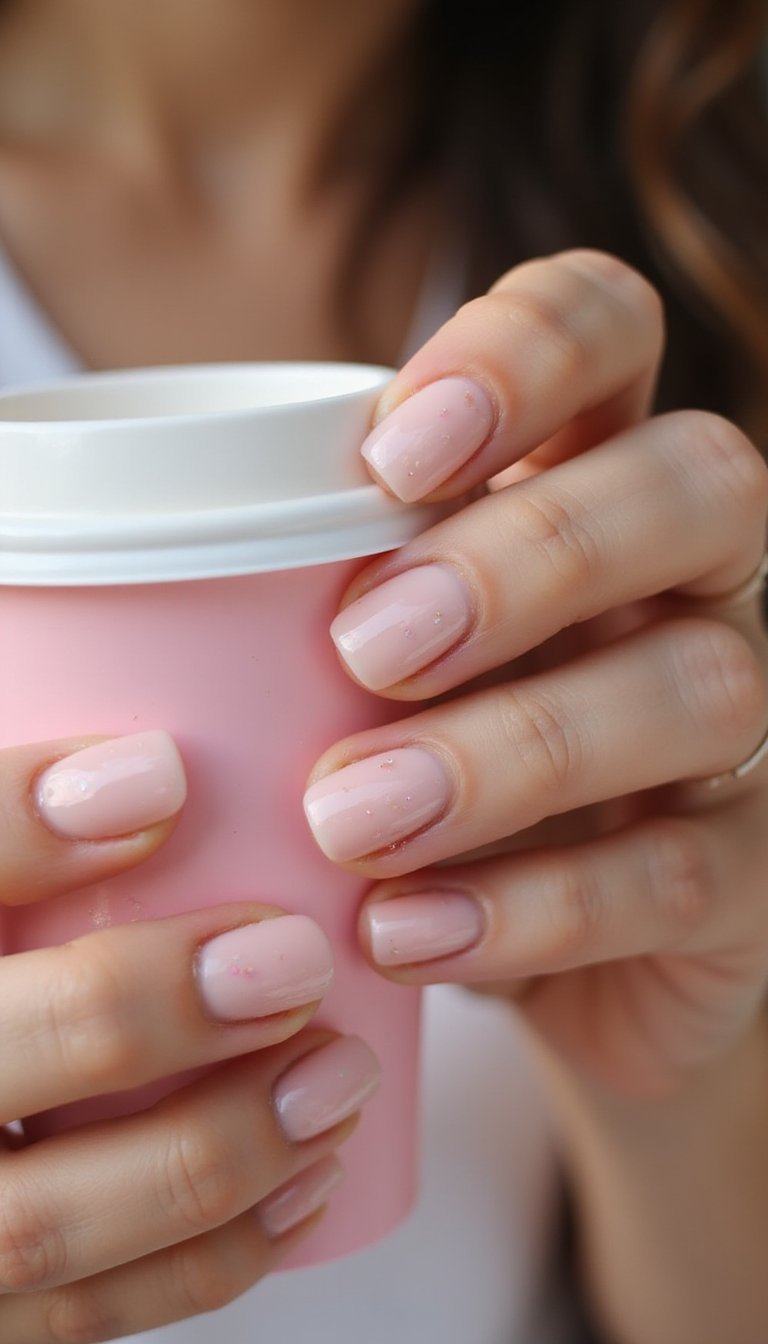 Shimmering Pink Glazed Donut Nails For Sweet Looks