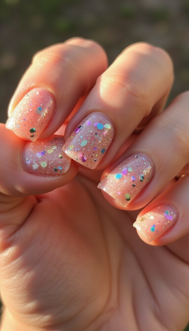 Sprinkle Glitter Glazed Donut Nails For Fun Texture