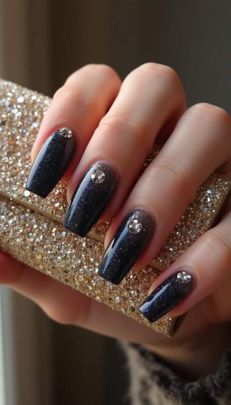 Midnight Glitter Ombre With Sparkling Accents
