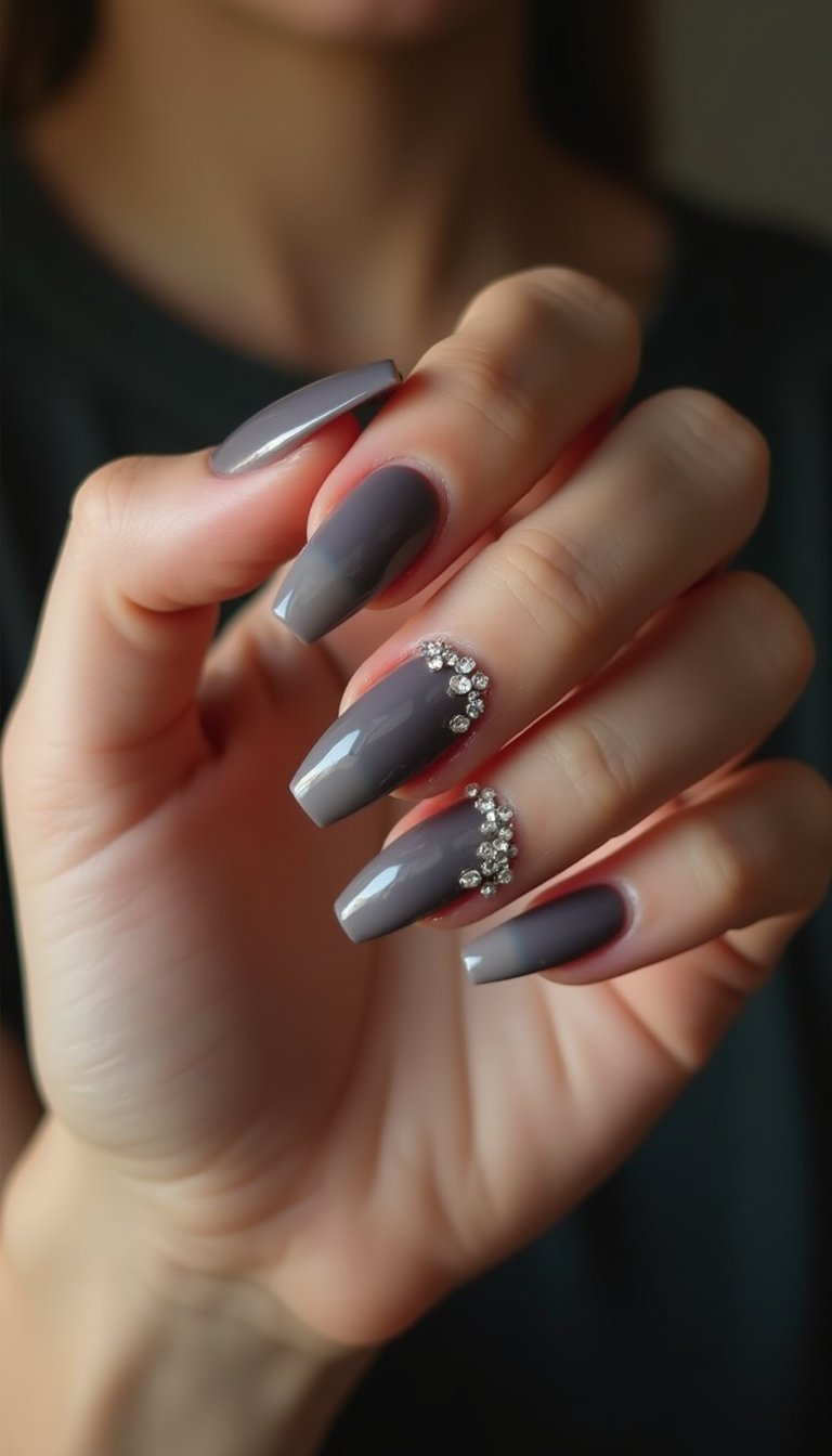 Smoky Ombre Coffin With Gem Cluster Accent