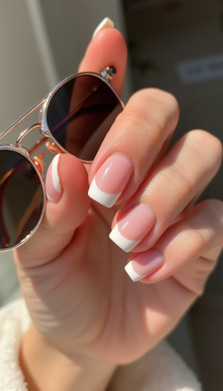 Neutral Blush French With Halo Tips