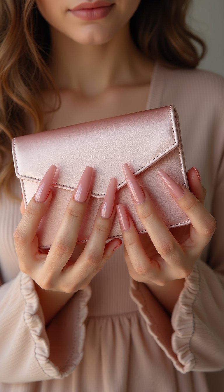 Soft Blush Chrome Accent On Coffins