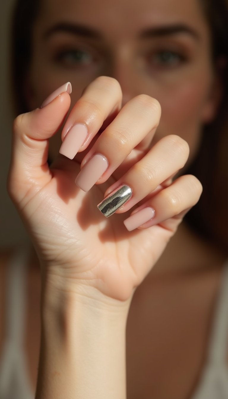 Chrome Accent With Sheer Nude Base Combination