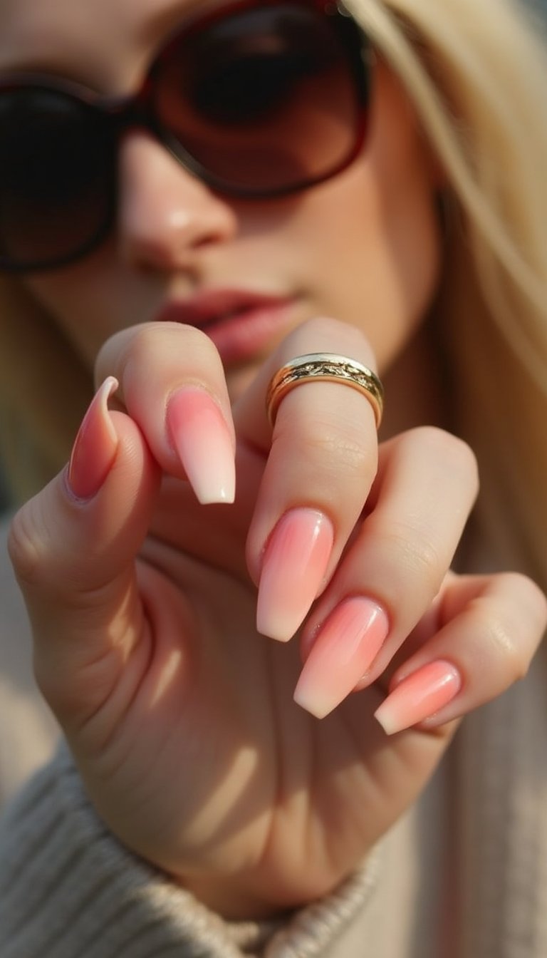 Sunset Ombre With Gold Foil Accent Nail