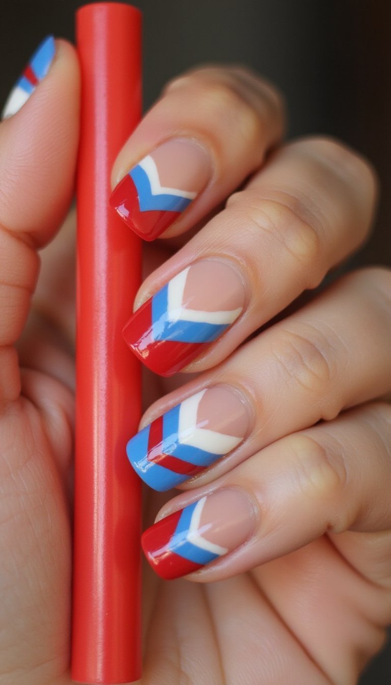 Chevron Red White Blue Accent Set
