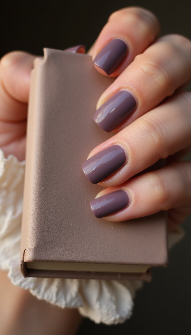 Muted Plum Short Nails For Subtle Confidence