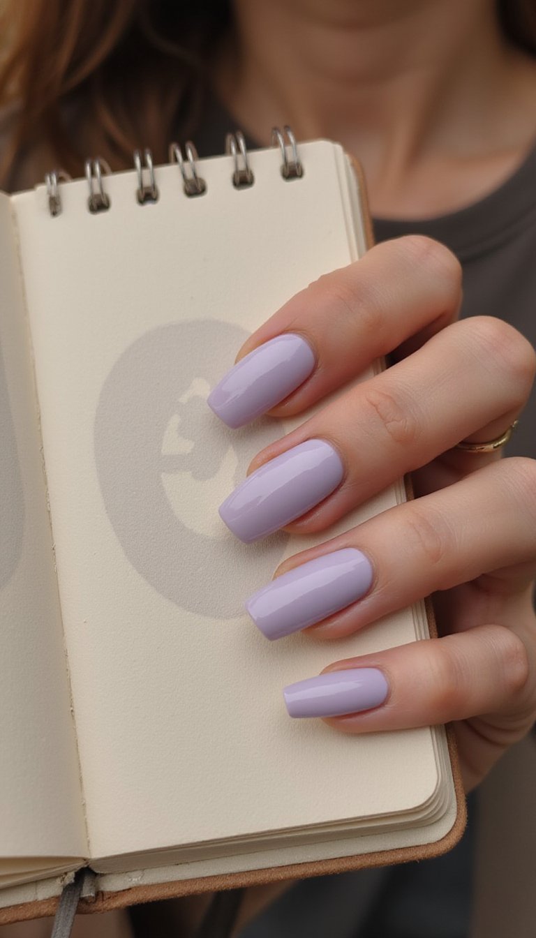 Pale Lilac Neutral Nails For Creative Interviews