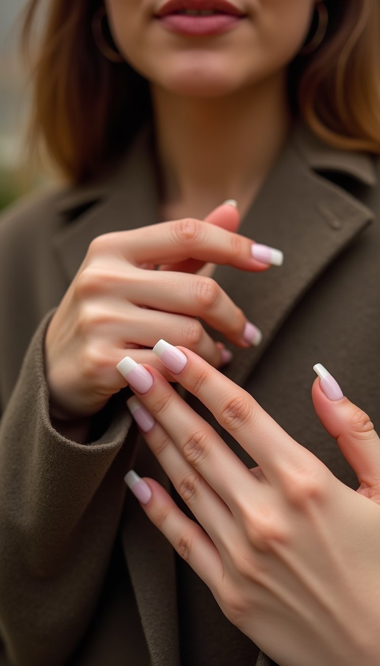 Soft Blush Square Nails With Low Shine