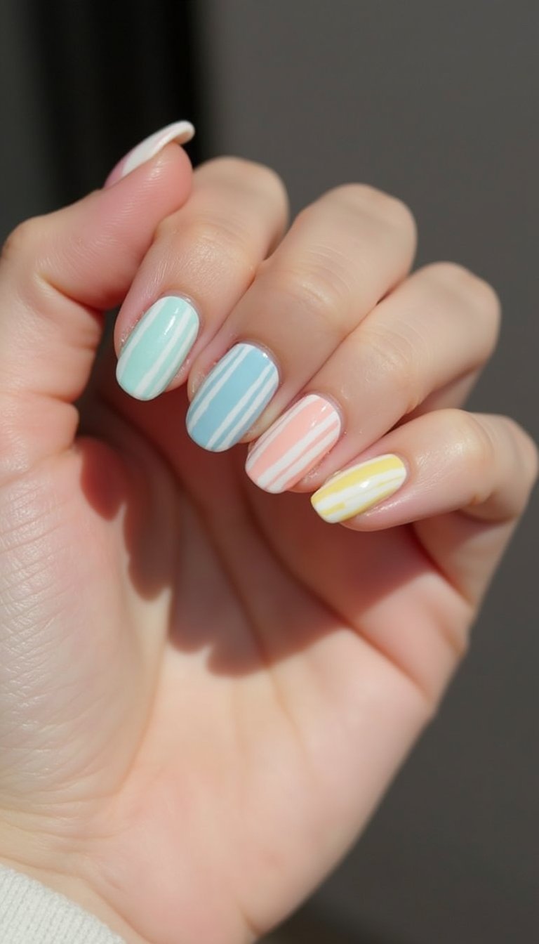 Candy Stripe Pastel Tips For Playful Charm