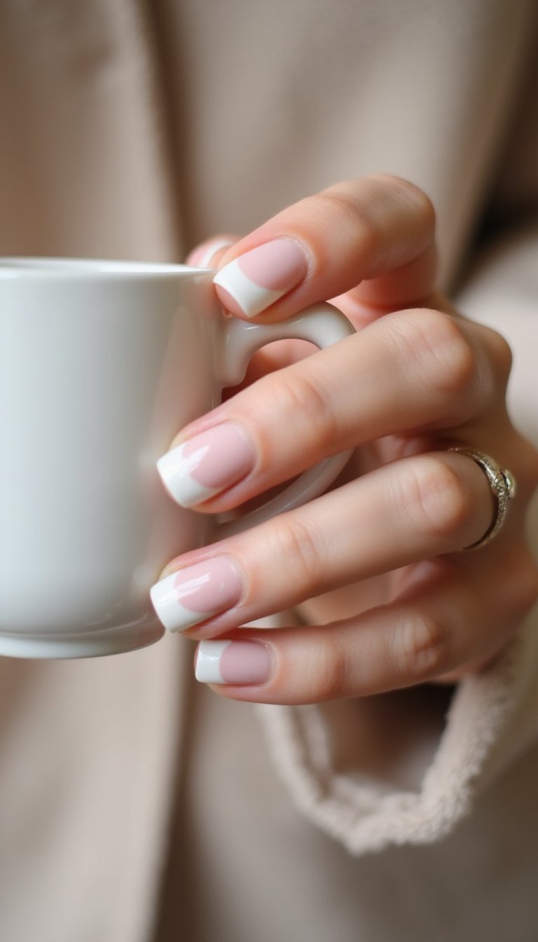 Classic Pastel French With Soft Pink Base