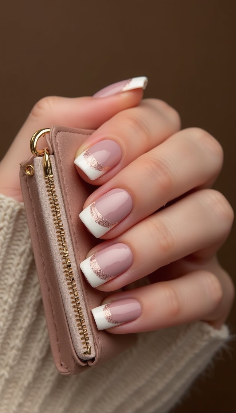 Glitter Tip Pastel French For Sparkle Nights