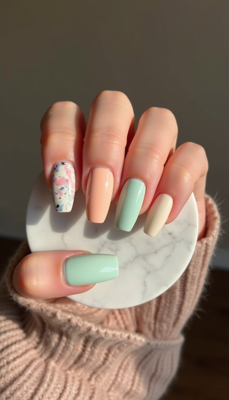 Marble Accent Pastel French For Soft Movement