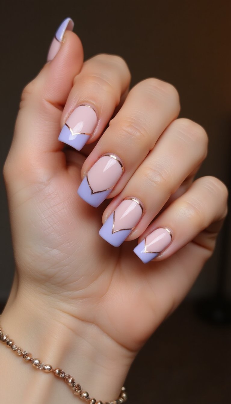 Pastel French With Thin Metallic Edge Line