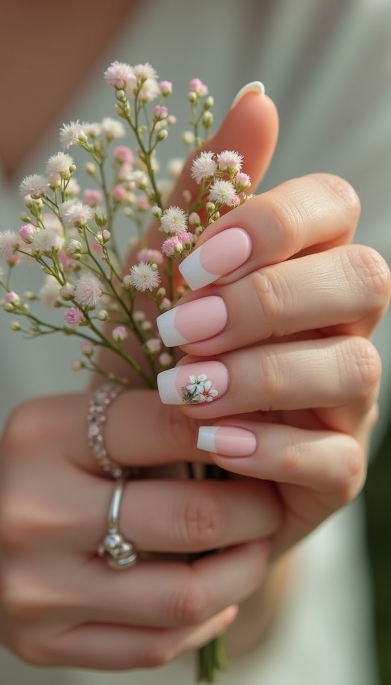 Pastel French With Tiny Floral Accents