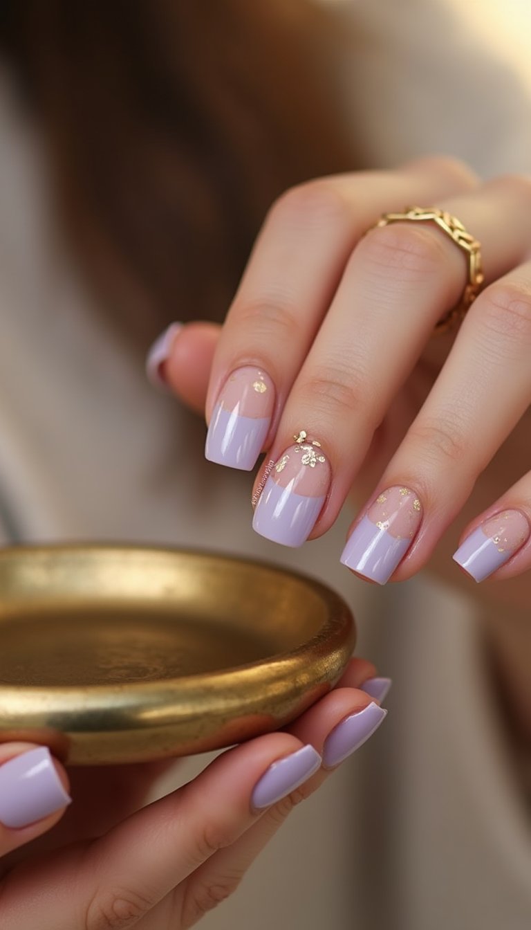 Pastel French With Tiny Gold Foil Flakes