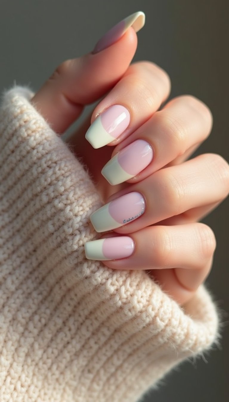 Two-Tone Pastel French With Thin Accent Line