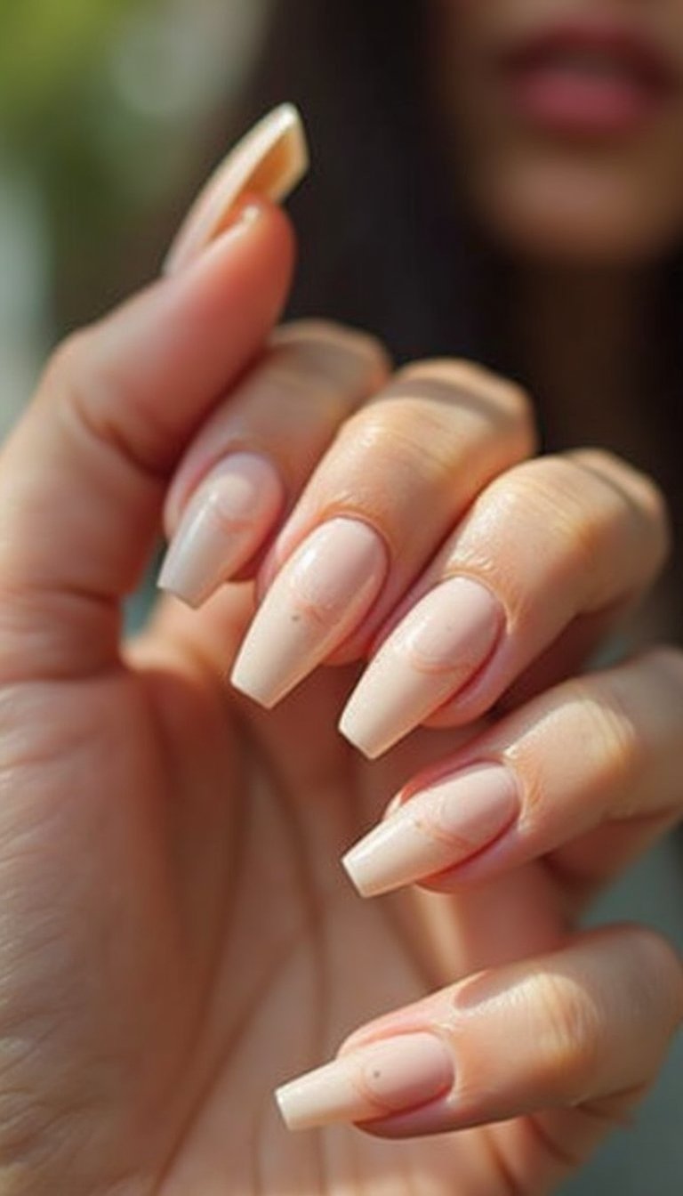 Dainty Line Tulips Over Glossy Nude Base