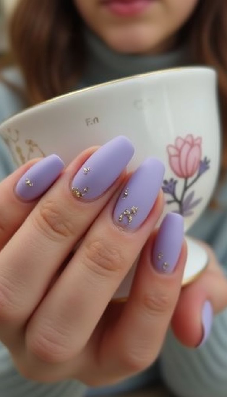 Matte Lavender Tulip Garden With Gold Flakes