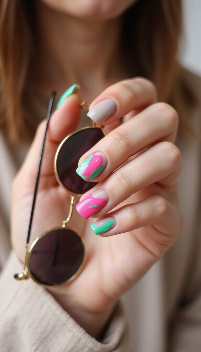 Neon Tulip Pop Against Neutral Backdrop