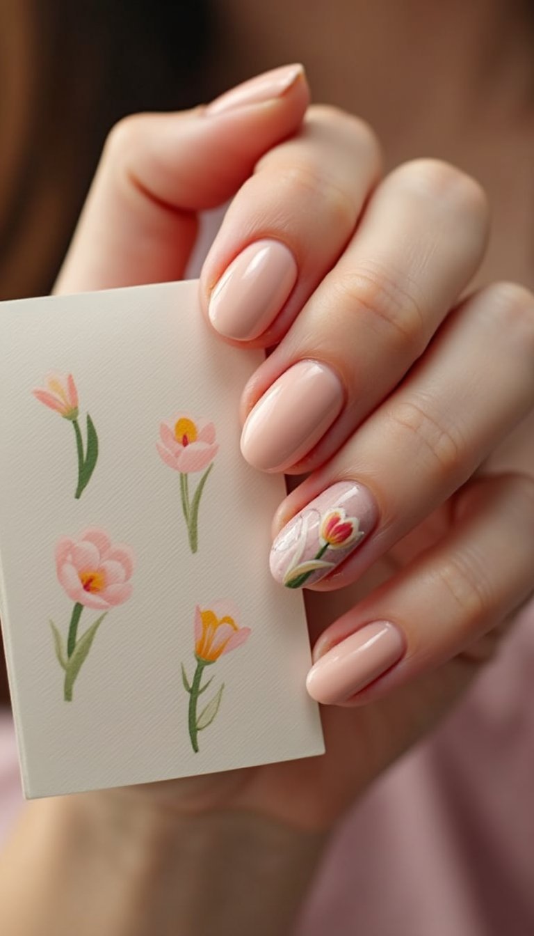 Pressed Flower Tulip Decals With Sheer Base