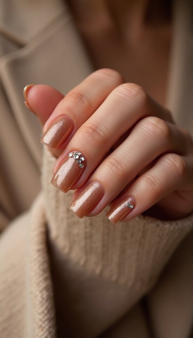 Champagne Shimmer Almond With Tiny Crystals