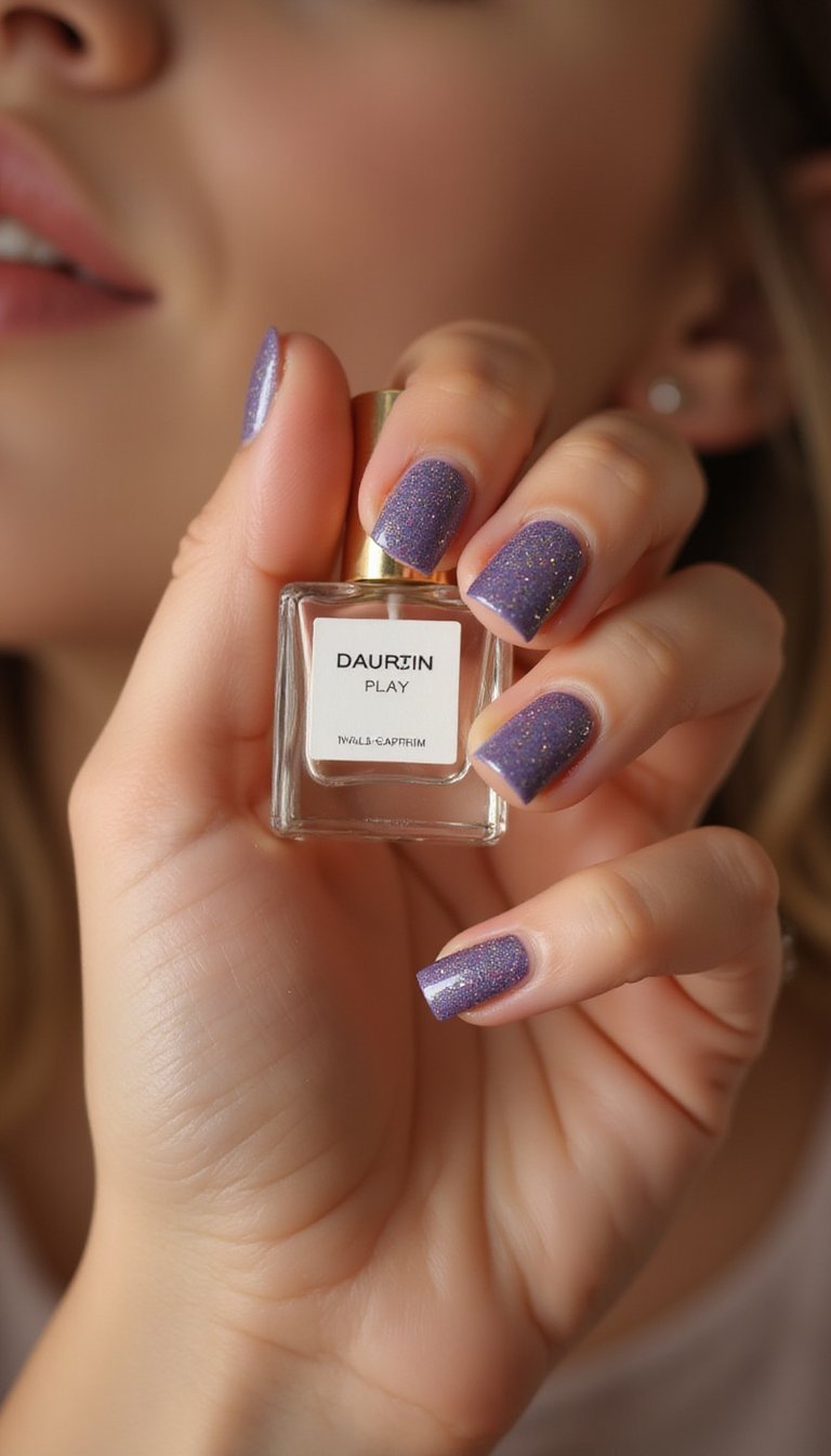 Periwinkle Glitter Accent On Short Squares