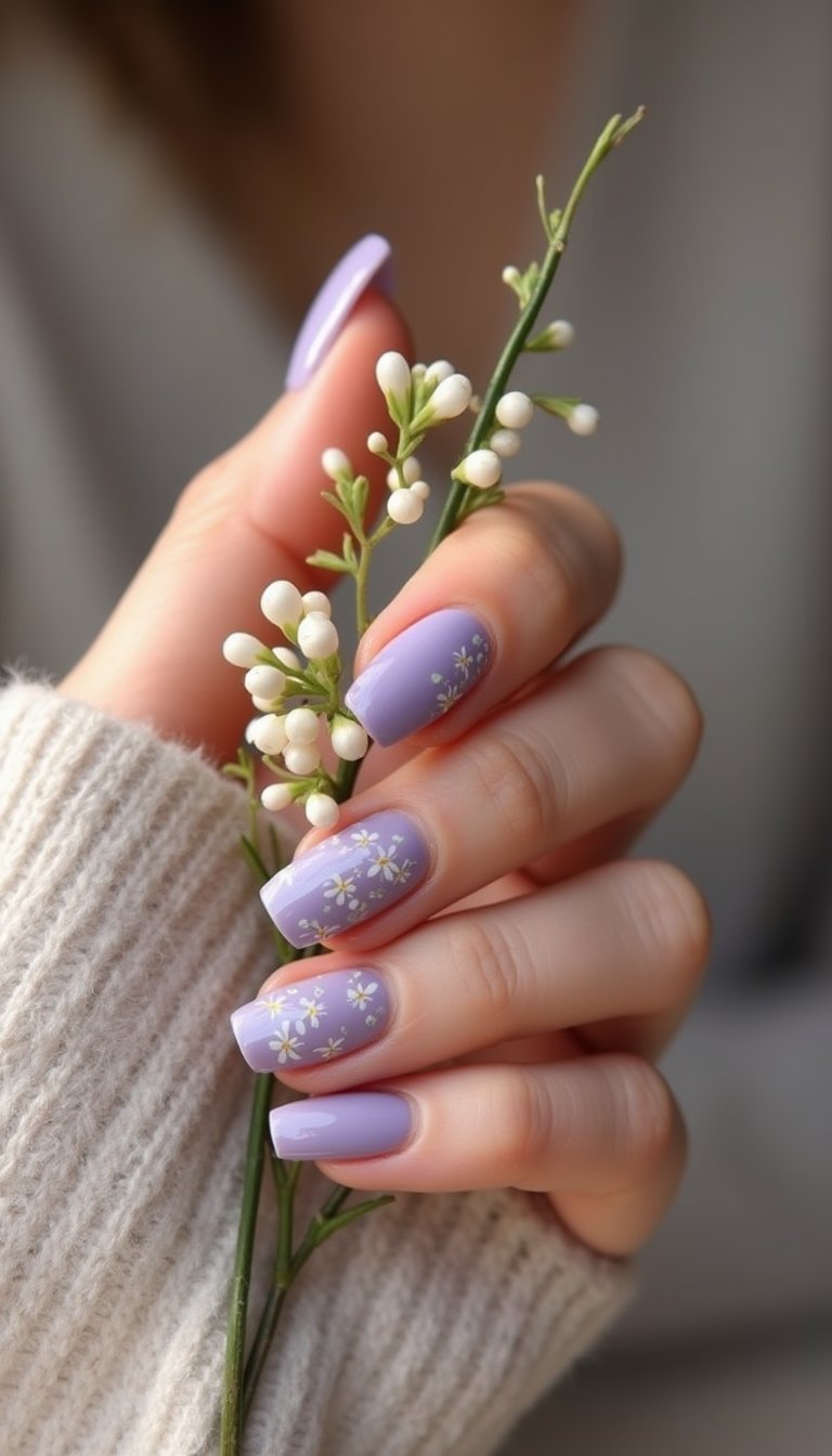 Periwinkle Hand Painted Floral Vine Details