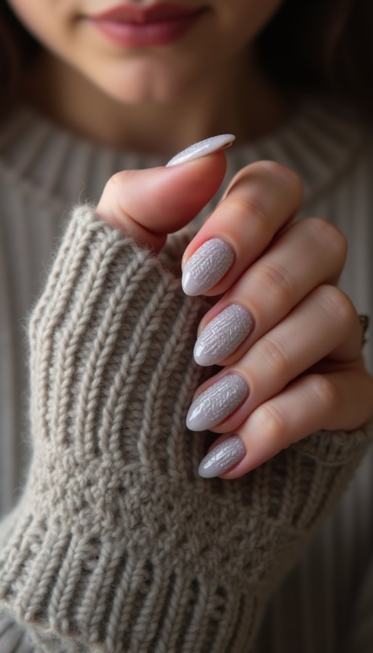 Periwinkle Sweater Texture Cozy Winter Mani