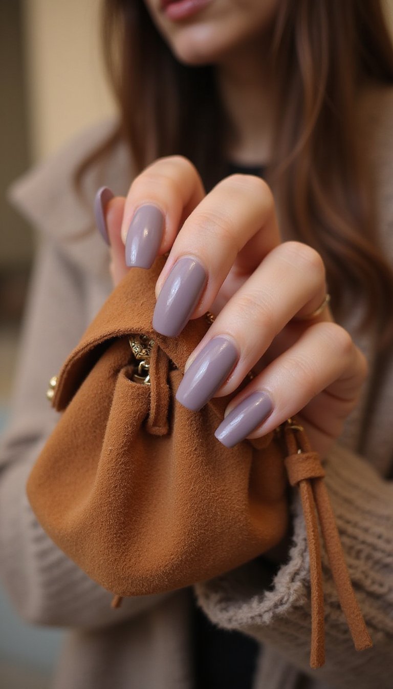 Velvet Periwinkle Suede Finish On Medium Almonds