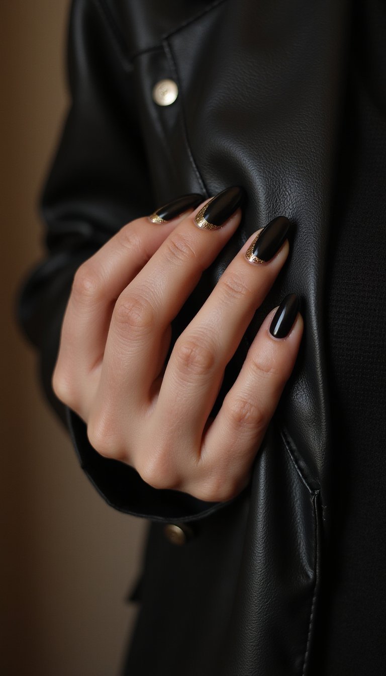 Black Base With Sugar Glitter Sparkle Tips