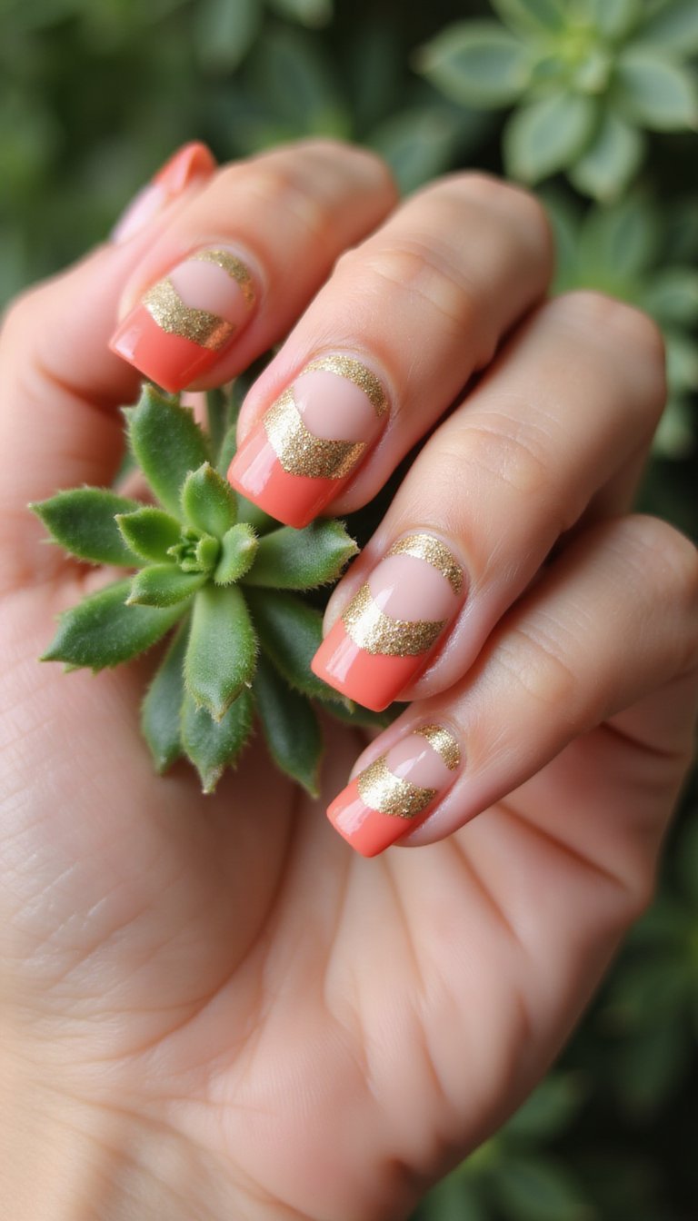 Two Tone Sugar Fade On Square Short Nails