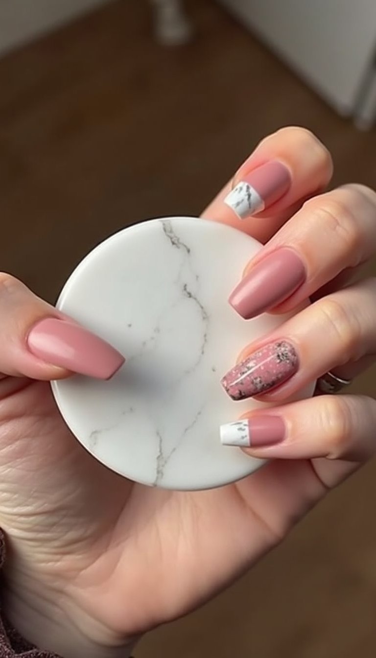 Matte Rose Quartz With Glossy Marble Accent