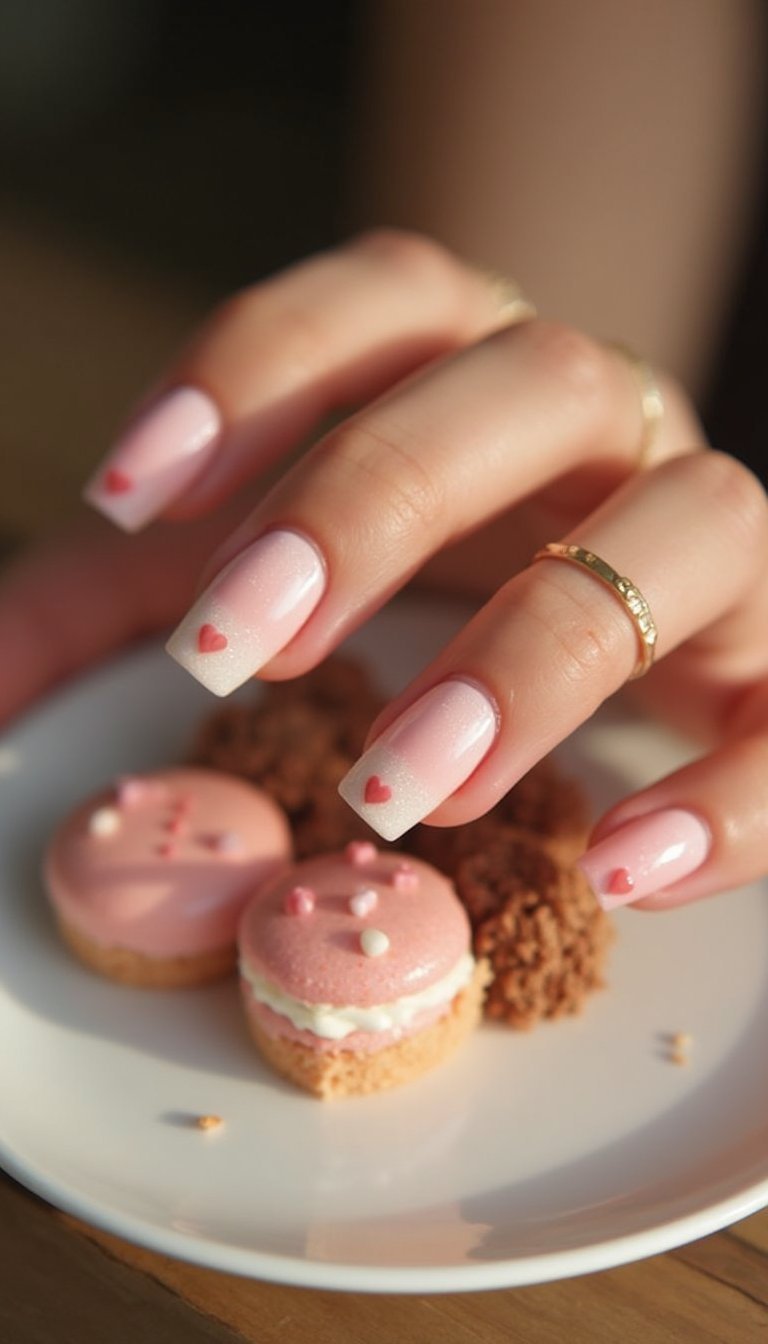 Rose Quartz With Soft Gradient And Tiny Hearts