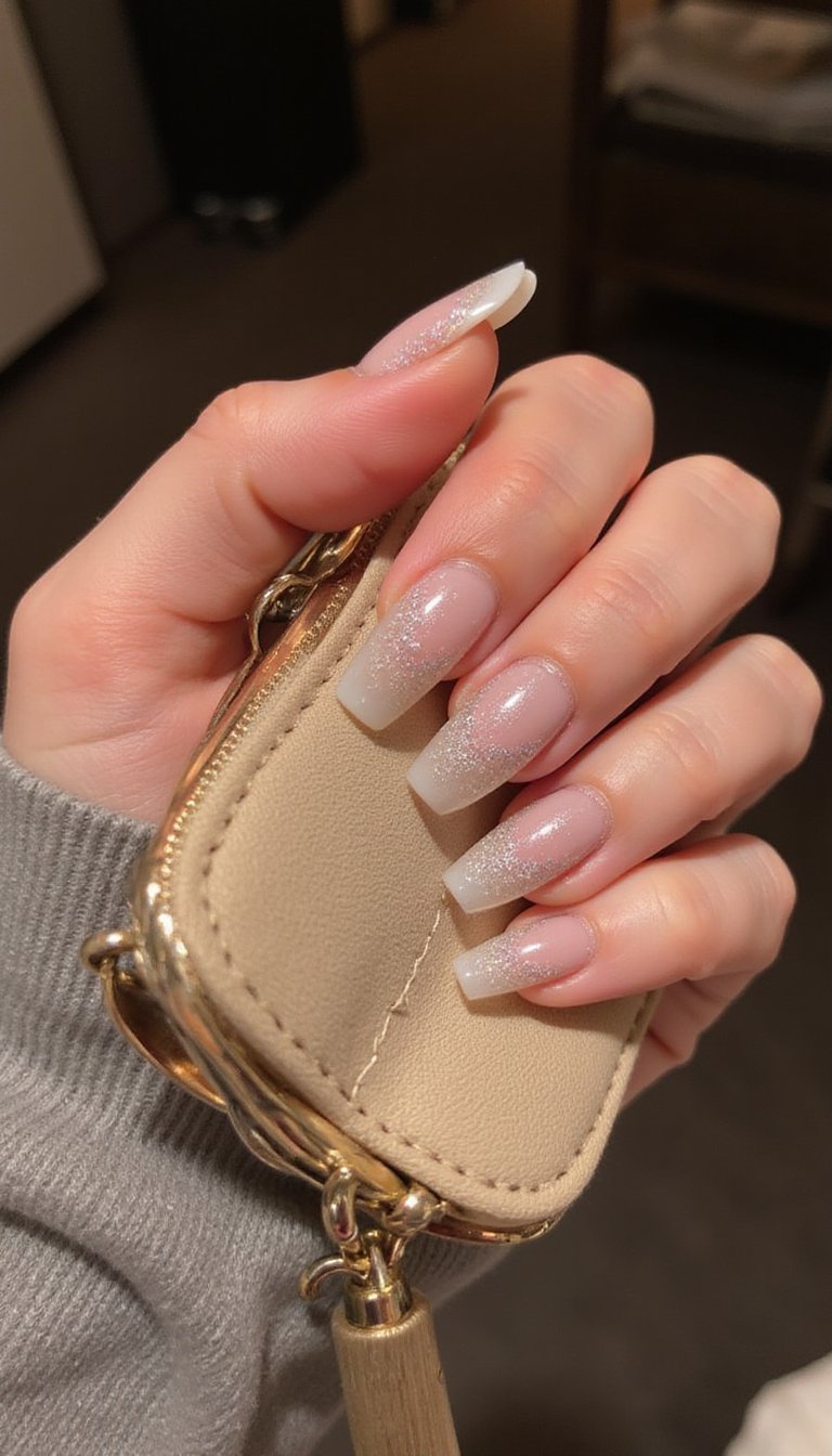 Glam Glitter Fade Swirl Over Negative Space