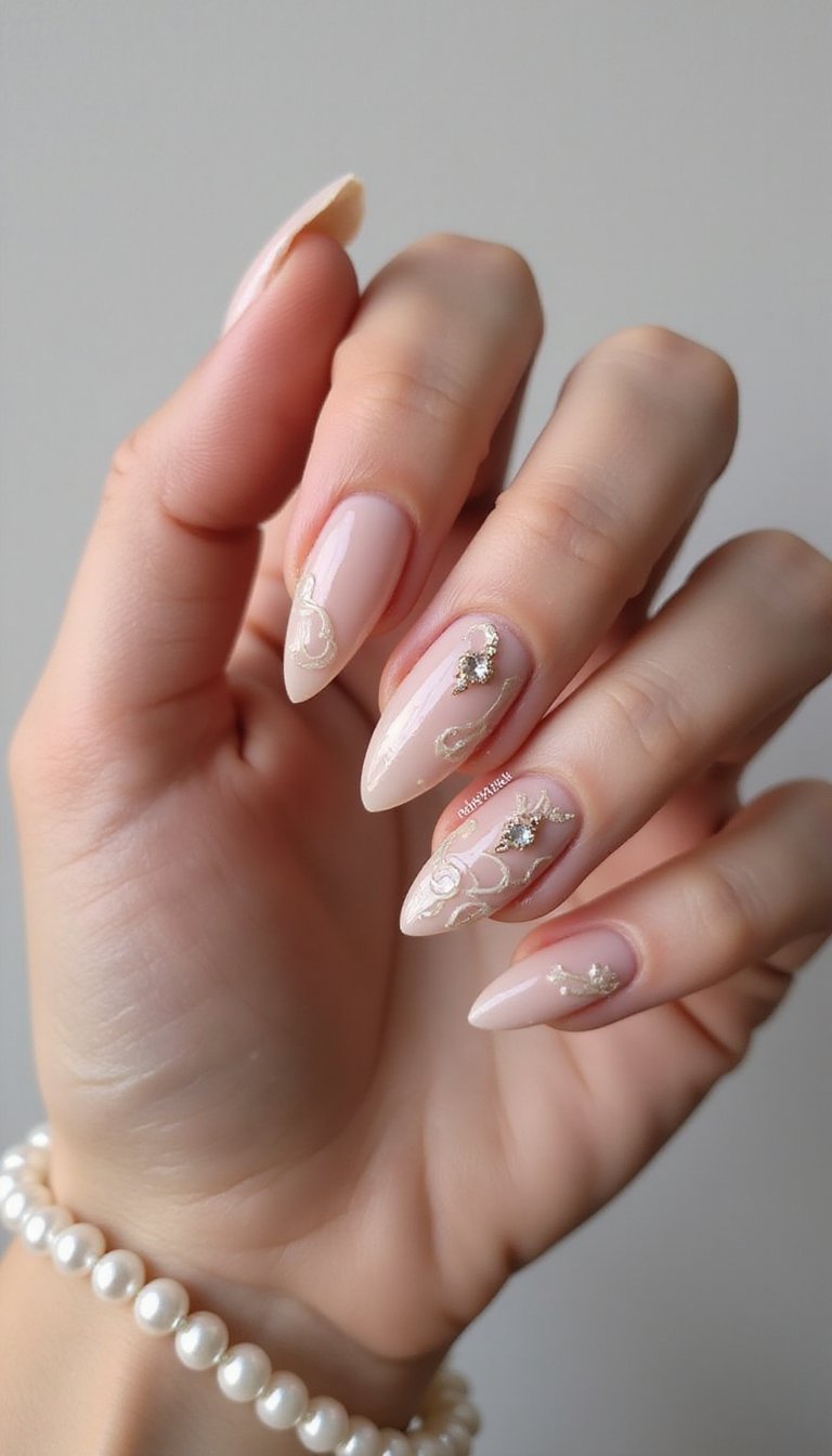 Pearl And Gem Accent Swirl For Sparkle Detail