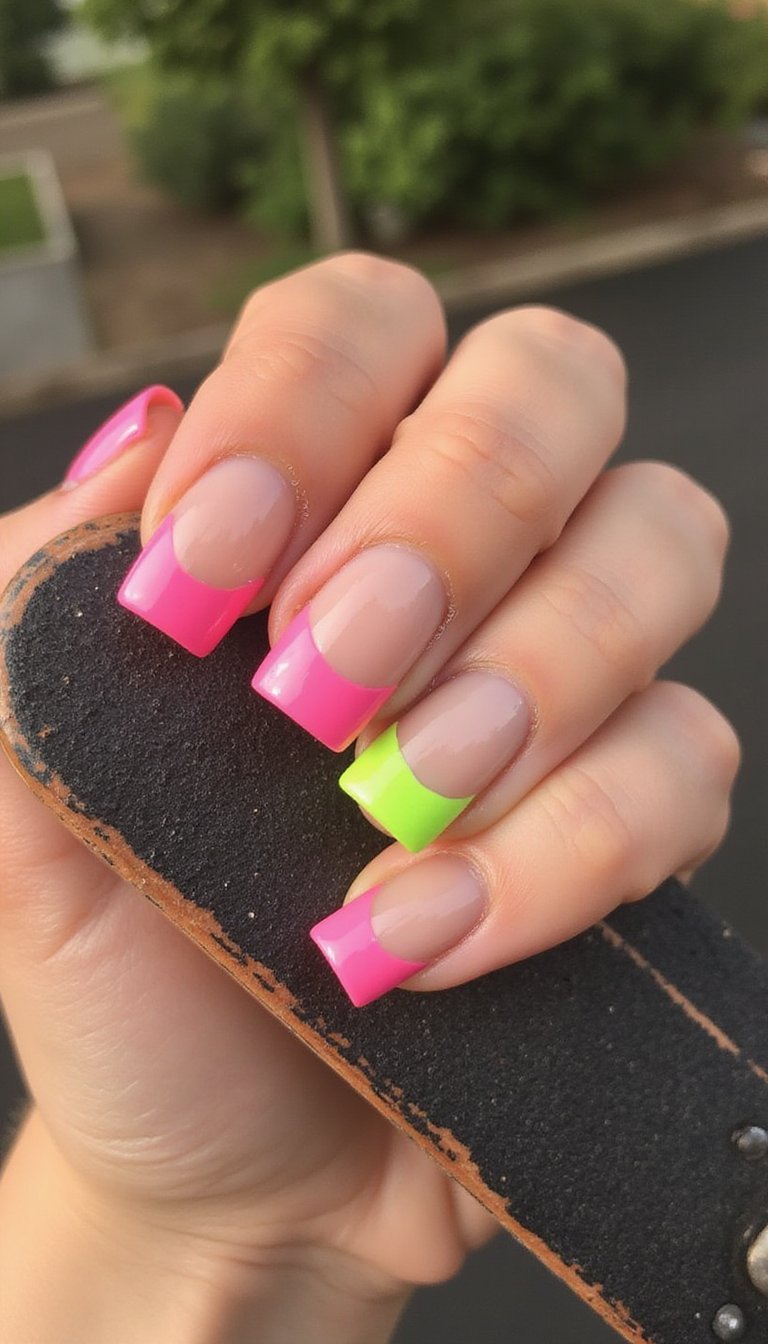 Bright Neon Tips For A Playful Pop