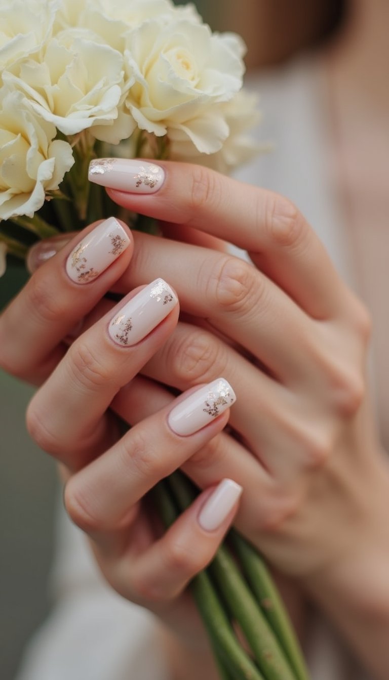 Gold Foil Accents On Soft Blush Bases