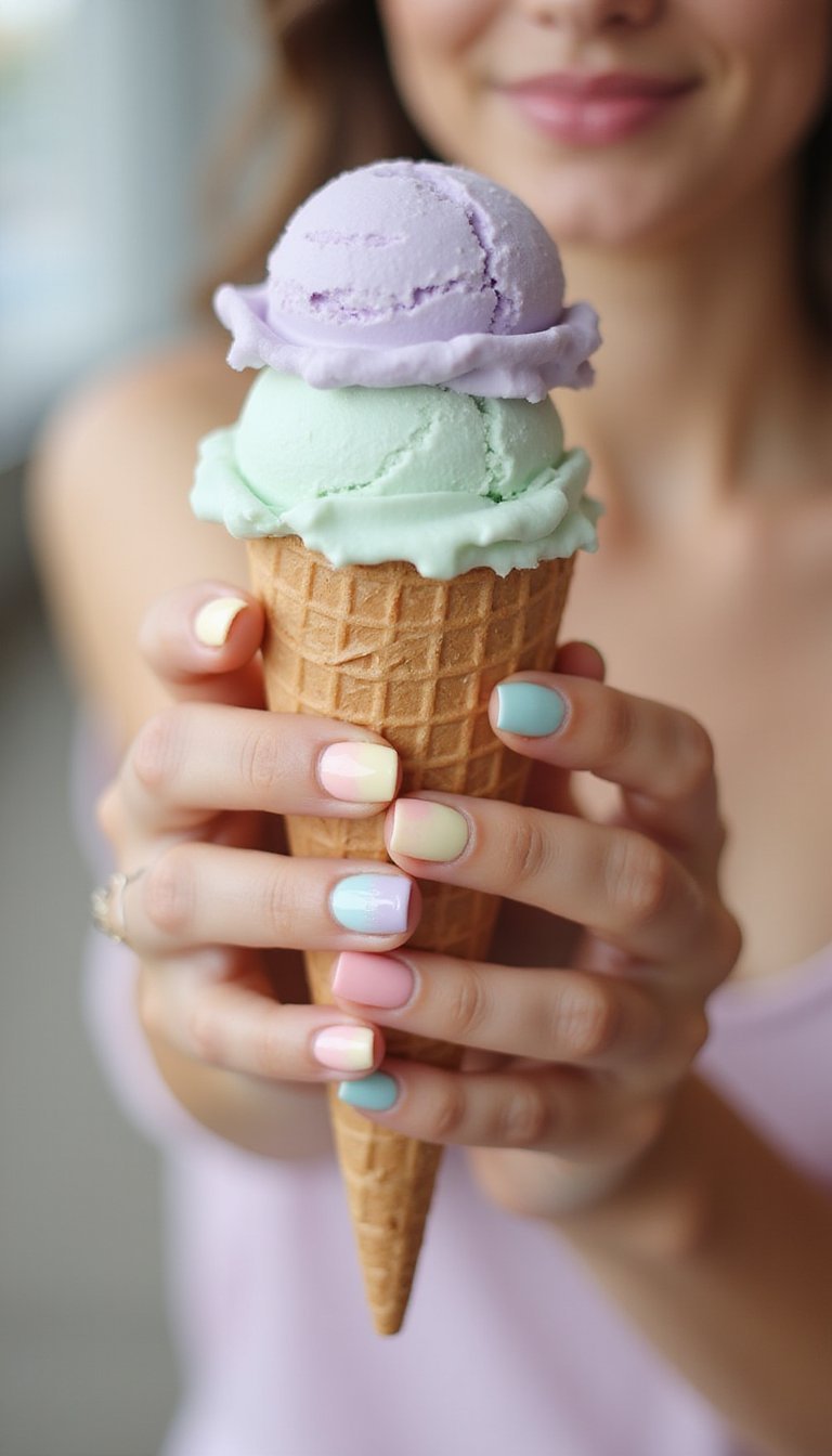 Soft Gradient Pastels In Almond Shape