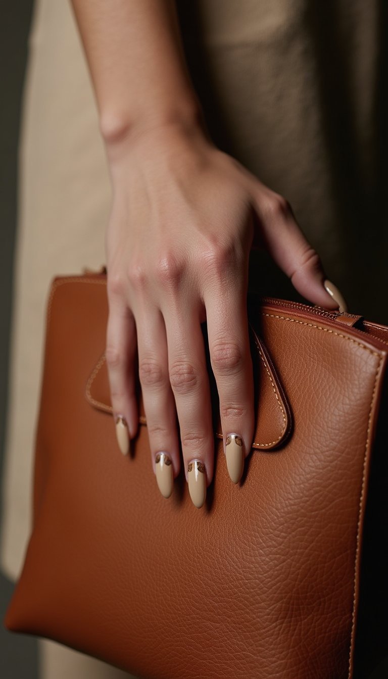 Tortoiseshell Accent Nails Mixed With Neutrals