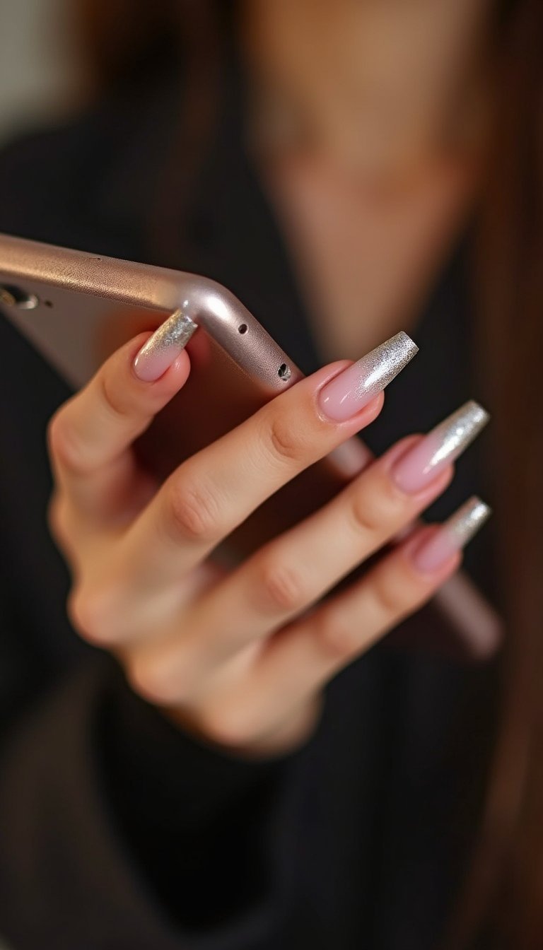 Twisted French Chrome Aura For Coffin Tips