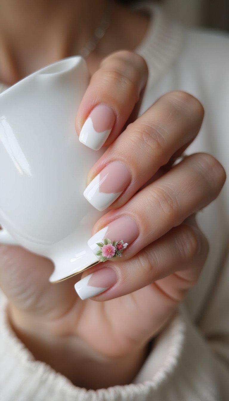 English Garden Floral Peekaboo French Tips