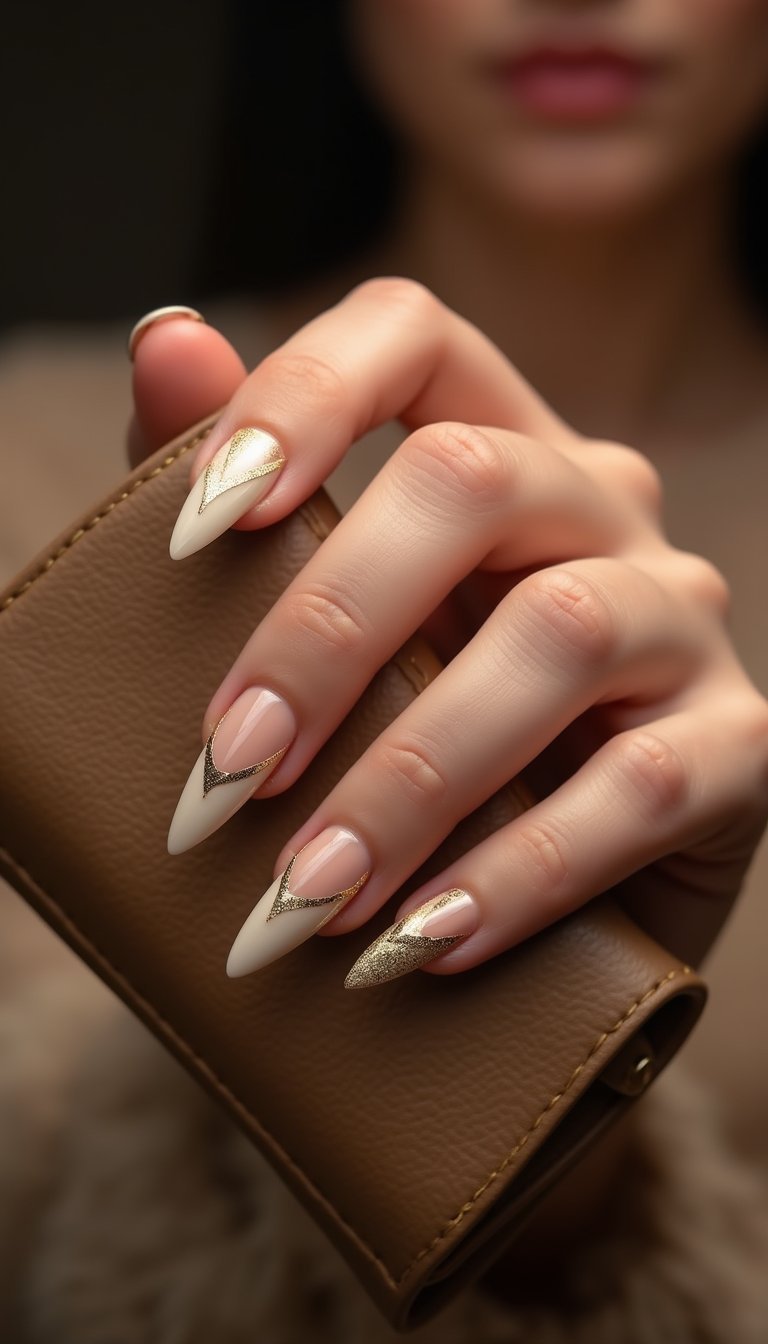 Gold Foil Accent Negative Space Tips