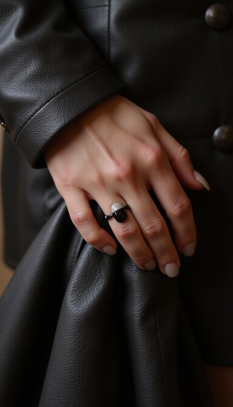 Matte Black Negative Space Crescent Tips