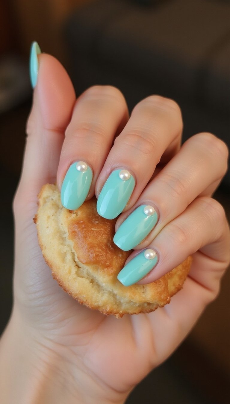 Minty Teal With Pearl Accents For Soft Glow