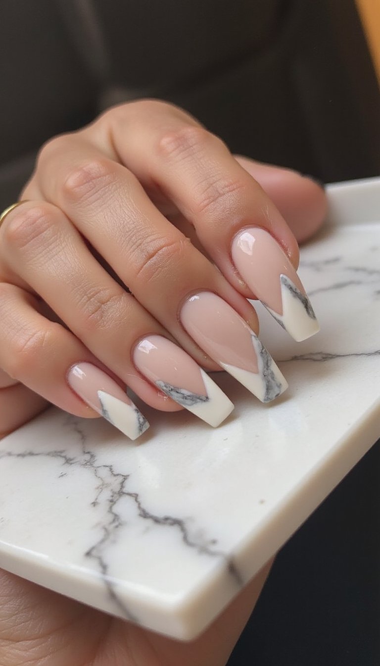 Marble Accent V Tips On Coffin Shape